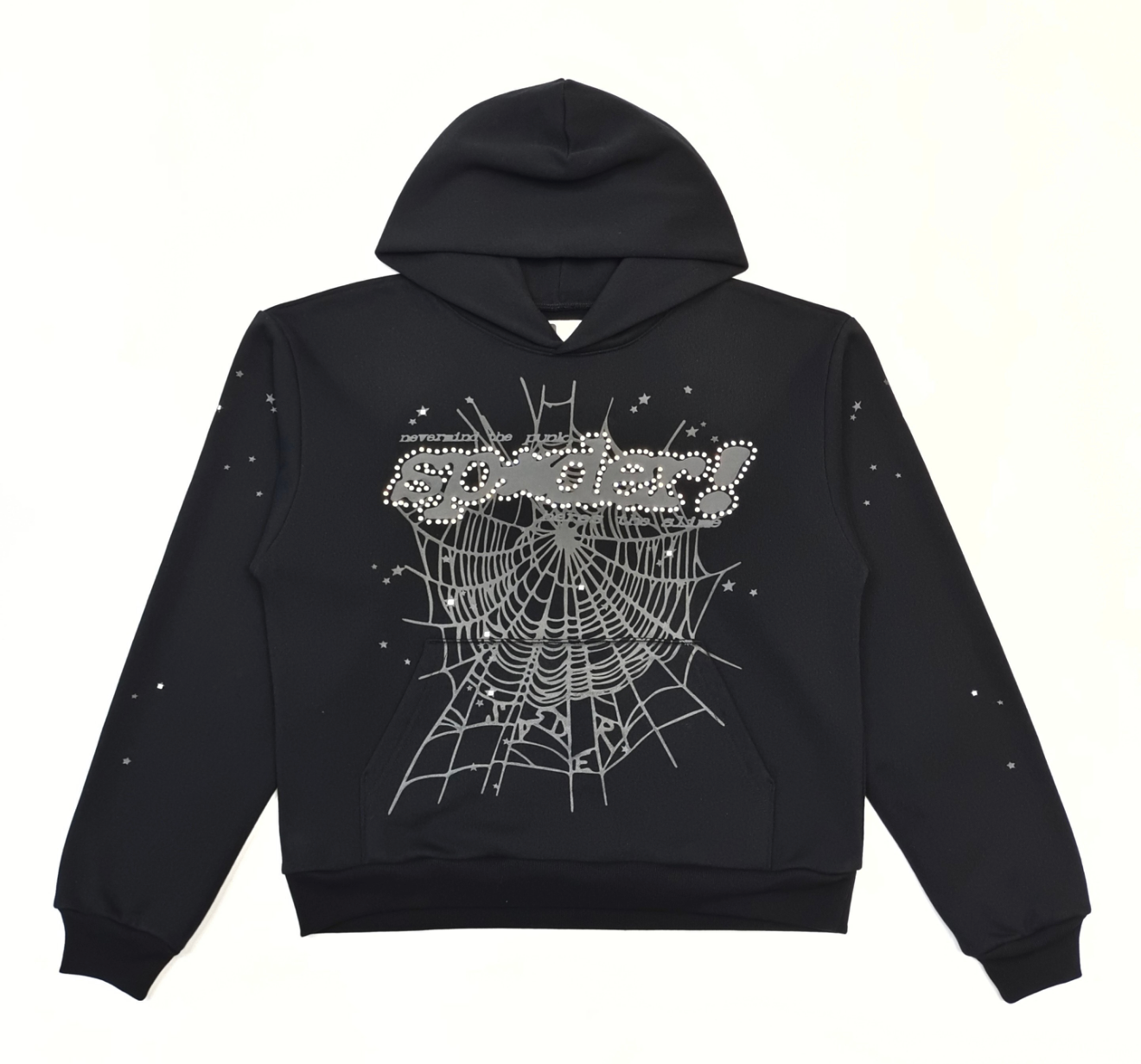 Sp5der Black Silver Web Hoodie