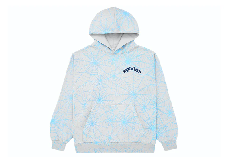 Sp5der Blue/Grey AOP Hoodie