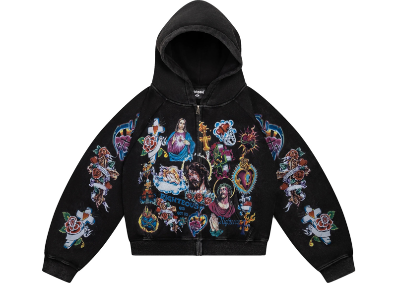 Righteous Risen Logo Righteous Risen King Zip Up Hoodie Black – Righteous Kicks