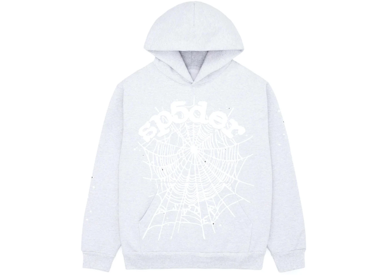 Sp5der Grey/White OG Web Hoodie