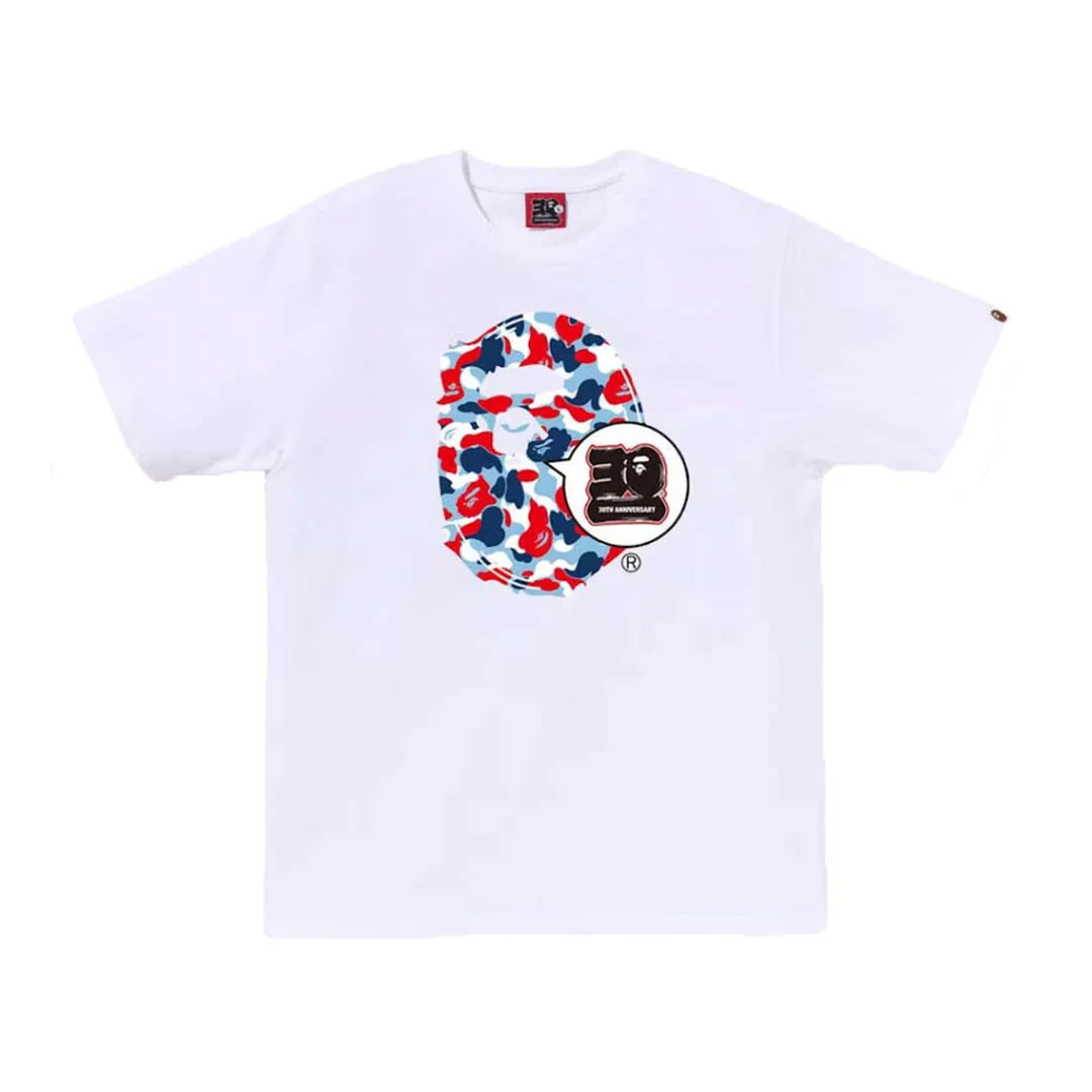 Bape 30th Big Face Baby Blue White Tee