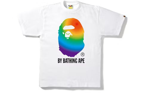 Bape Big Head Rainbow White Tee