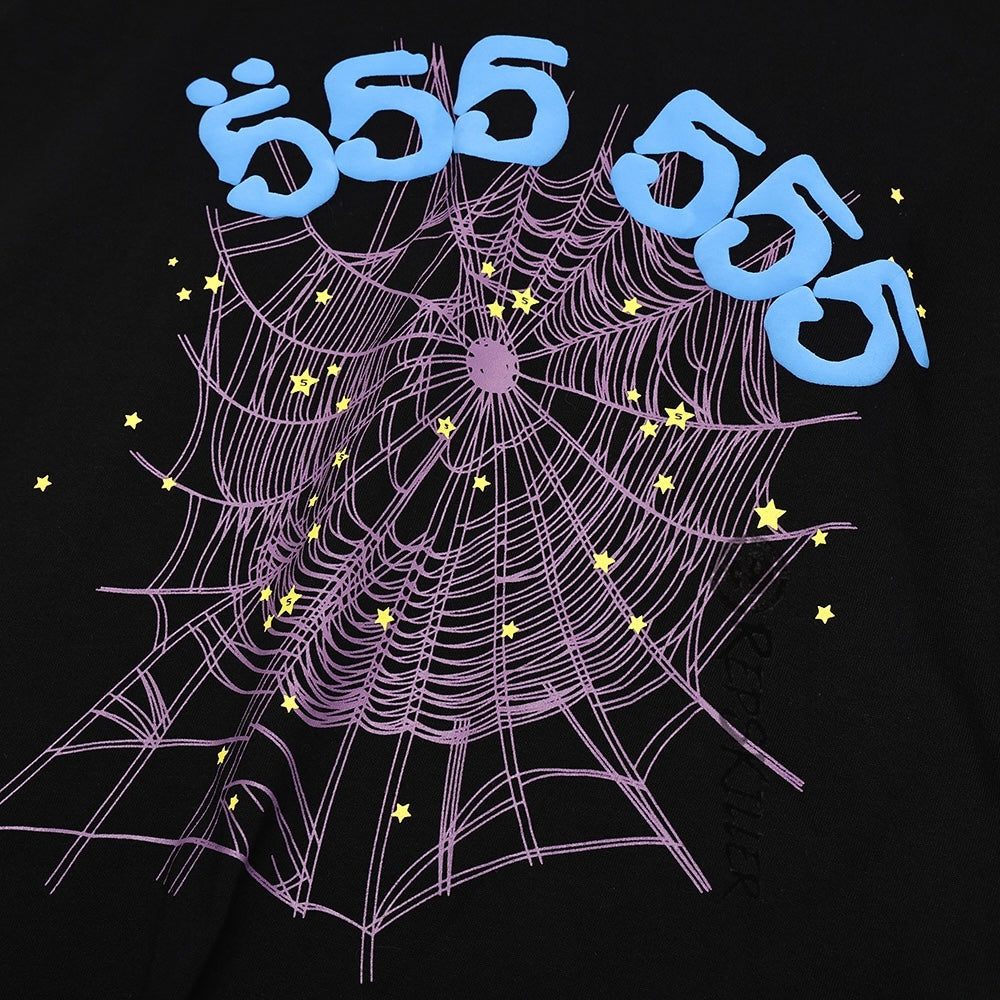 Sp5der 555 Pink Web Black Tee