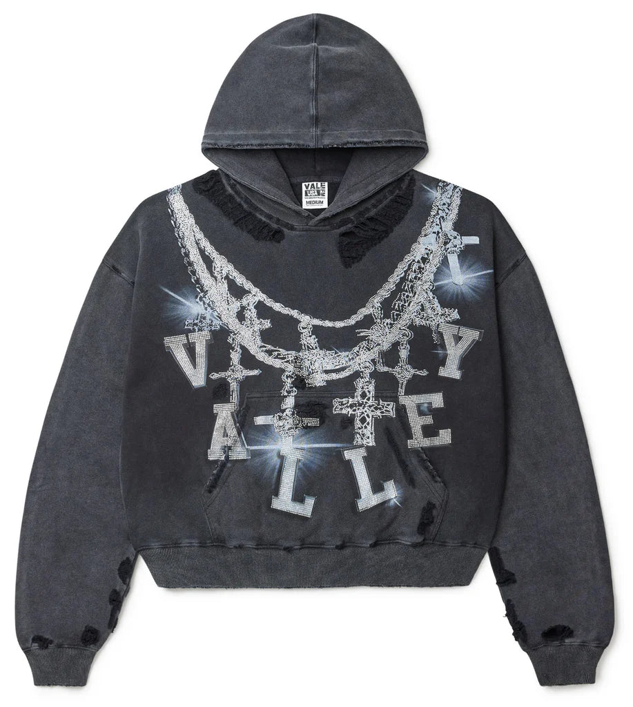 VALE Rhinestone Chain Shadow Hoodie