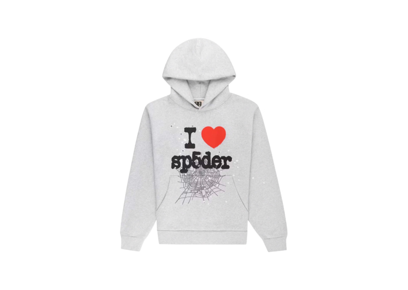 Sp5der I Love Sp5der Hoodie Grey