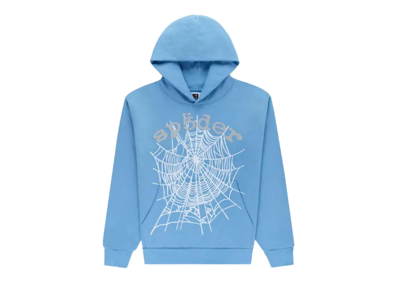 Sp5der Blue Web Hoodie