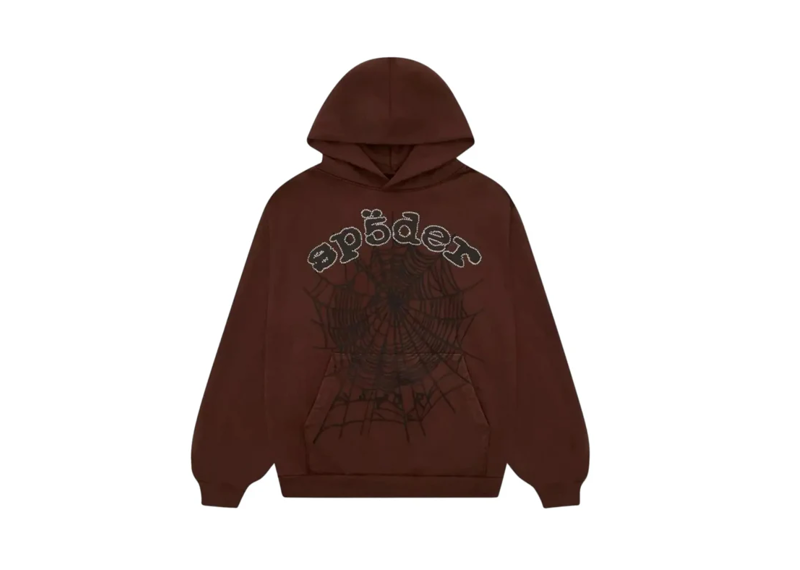Sp5der Rhinestone Brown Hoodie Complex