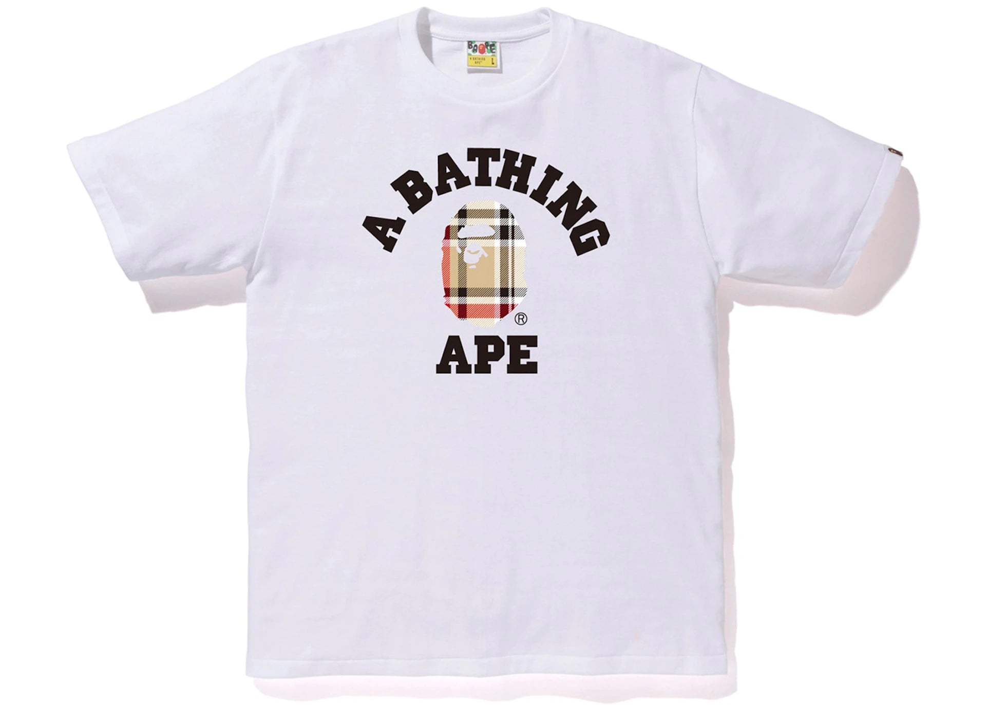 BAPE Check College Tee White/Beige